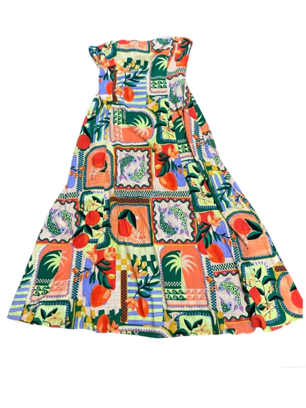 Paper Heart Strapless La Dolce Vita Maxi Dress vibrant patchwork sz L cruise